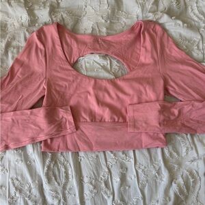 Aerie Offline Pink Crop Top with Cut-Out Workout Top